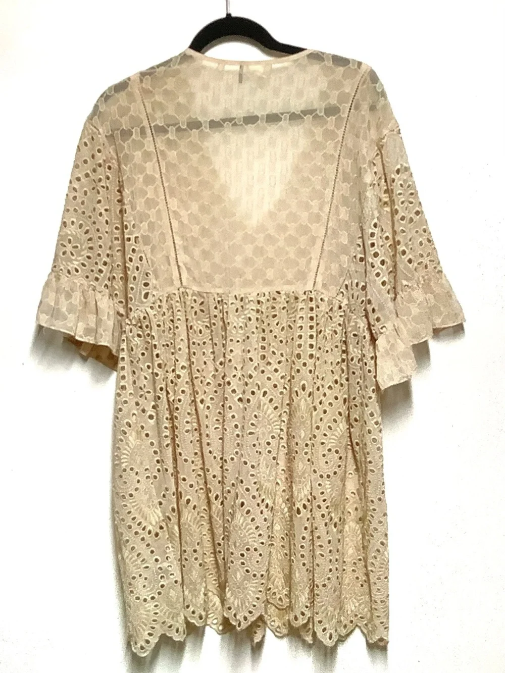 New Anthropologie Akemi+Kin Eyelet Blush Pink Swing Babydoll Style Dress Sz 4 - Picture 8 of 8